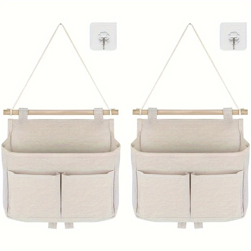 Borse da appendere a parete in cotone e lino - Cestini durevoli per la porta per l'organizzazione salvaspazio - Perfetti in, ufficio, corridoio o Ba