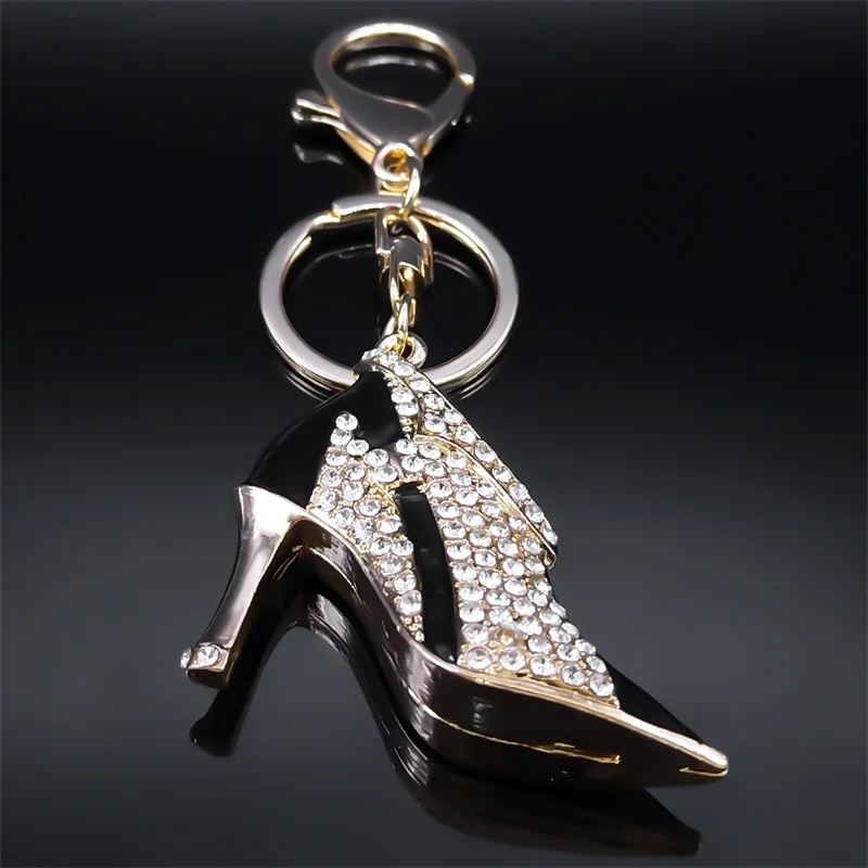 Fashion High Heel Shoe Keychain for Women Alloy Rhinestone Crystal Purse Car Key Chain Ring Holder Charm Jewelry Gifts K9230S05