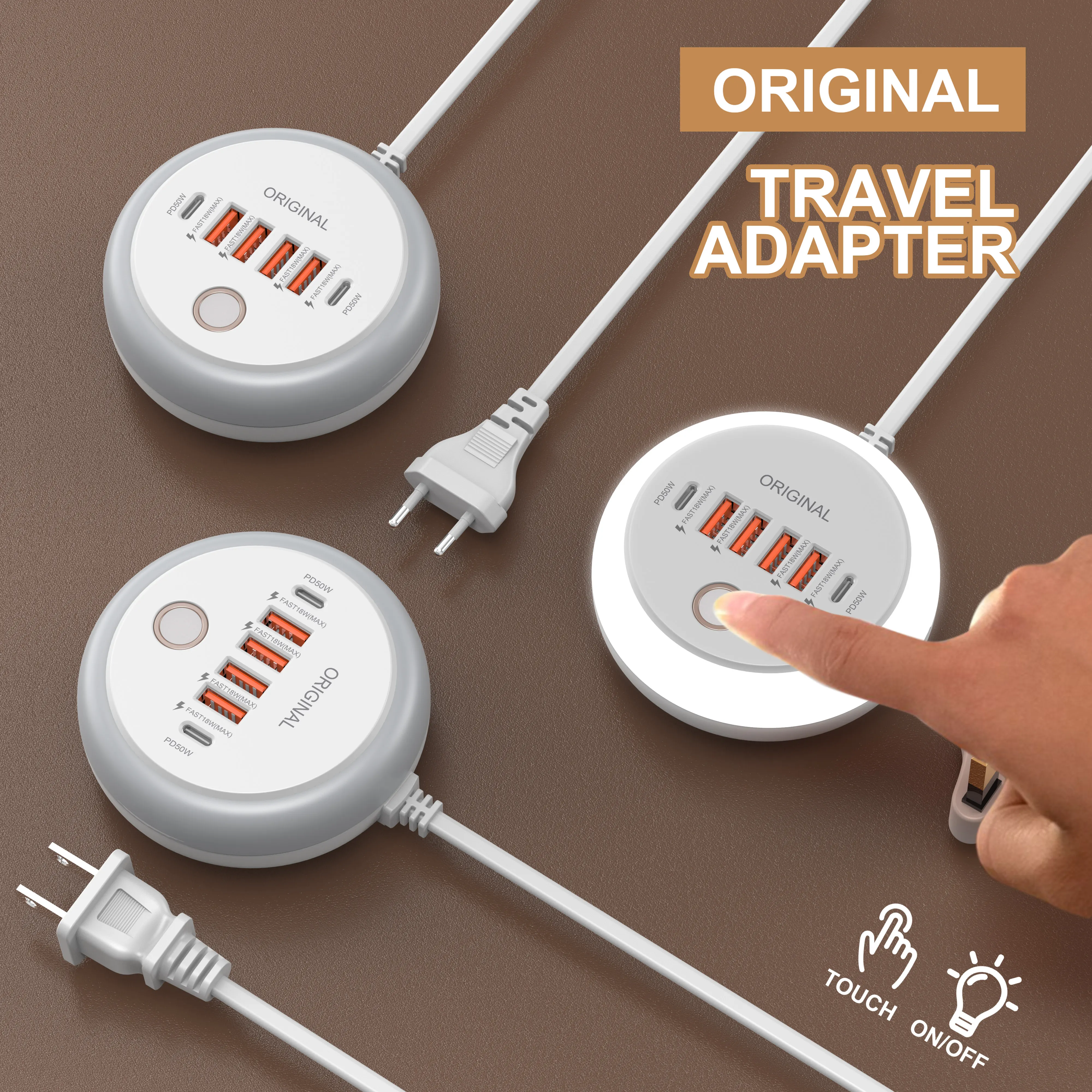 Multi Ports Charger PD 50W USB Type C Mobile Phone Power Adapter For iPhone Xiaomi Huawei Samsung USB Quick Charging Power Strip