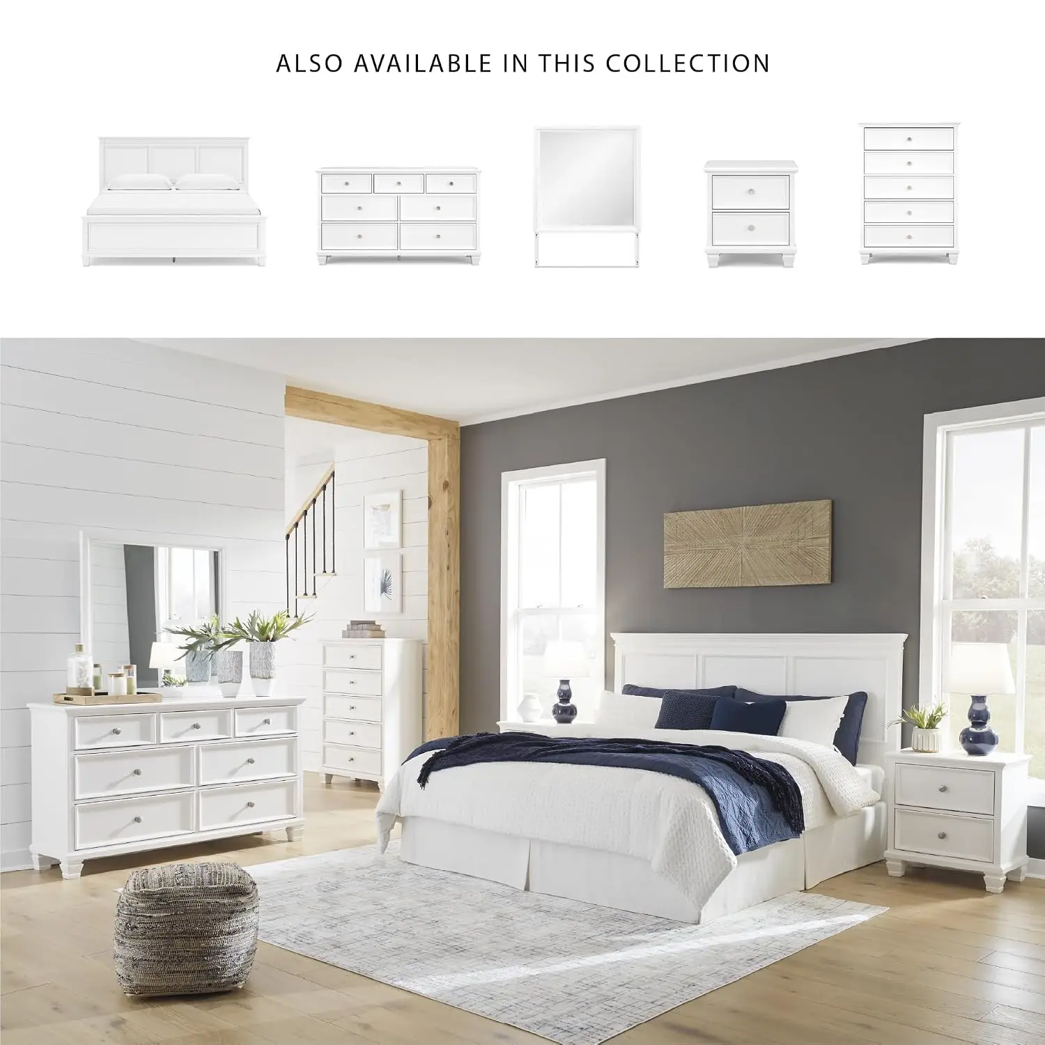 Signature Design by Ashley Fortman California King Panel Bed, White