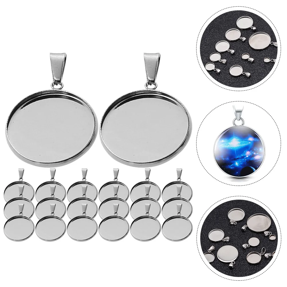 40 Pcs Buckle Bottom Bracket Hanger Base Setting Blanks DIY Pendant Holder Round with Loop Stud Necklace