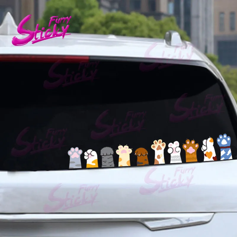 

Furry Sticky Cat Paw Electric Bicycle Sticker Set Anime Car Sticker Car Accessories For Helmet Trunk Laptop Sticker