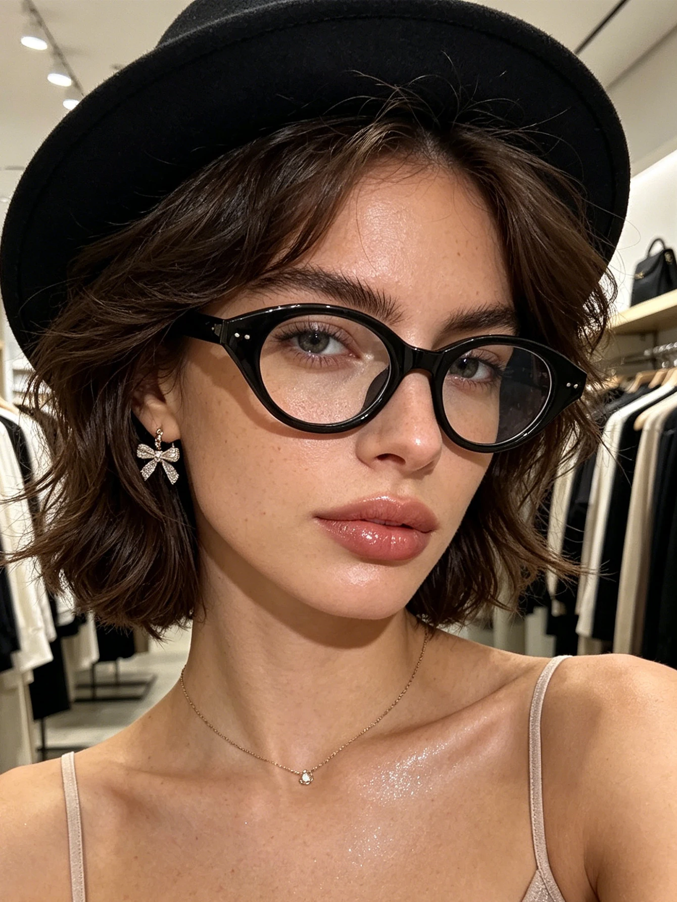 1pc classic black frame oval glasses, simple style, daily commute, all-match fashion glasses