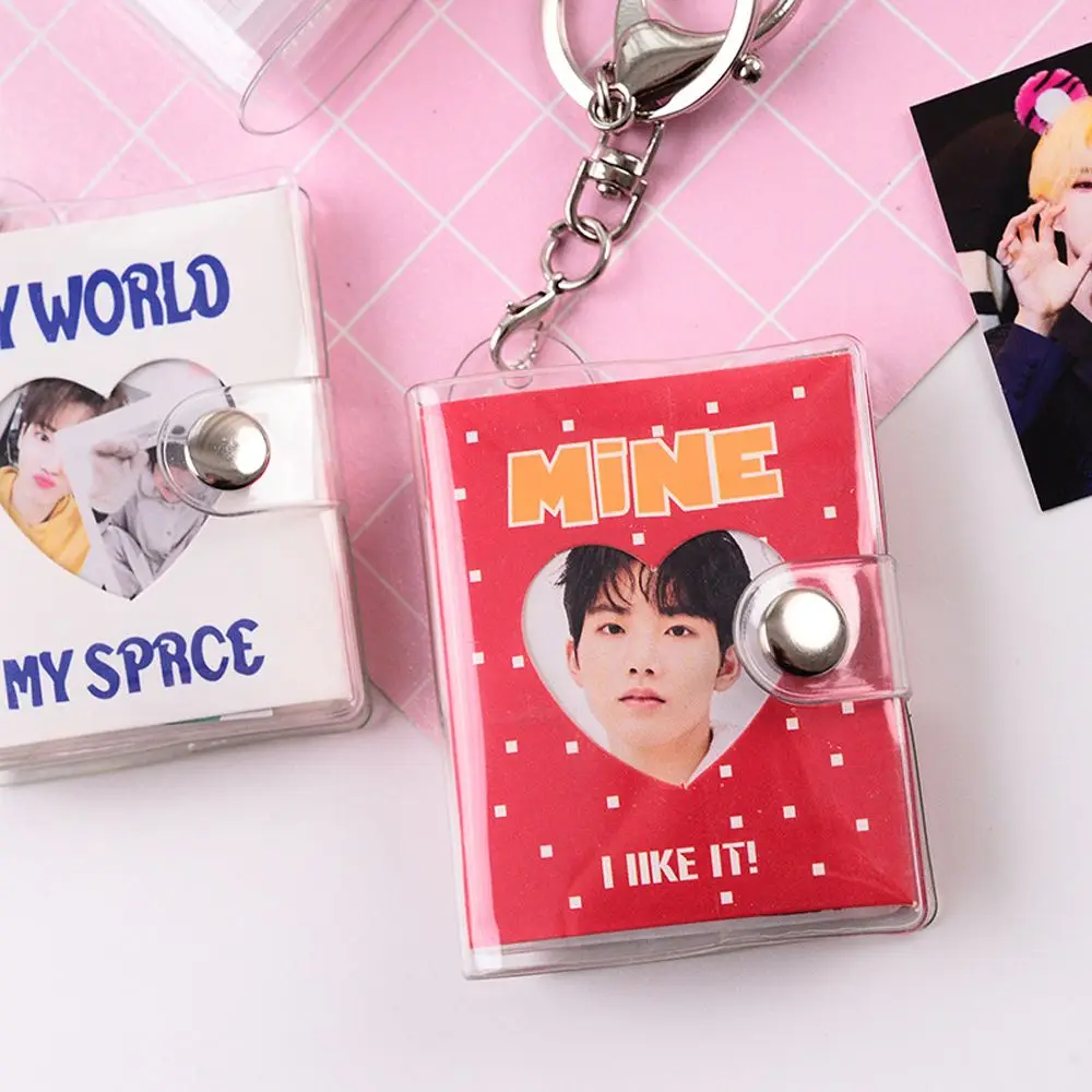 Binder Pocket Photo Keychain Albums Pendant Storage Book Card Bag Collection Card Holder Card Book Keyring Photo Album Keychain