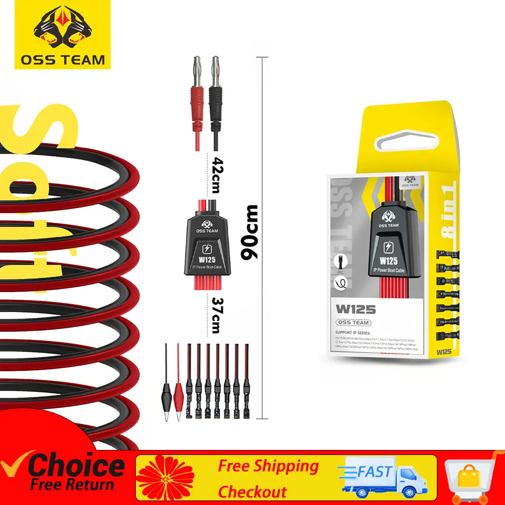 

OSS W125 8-in-1 Apple Phone Mobile phone repair startup cable 7 Cable Buckle 5A IP Power Boot cable