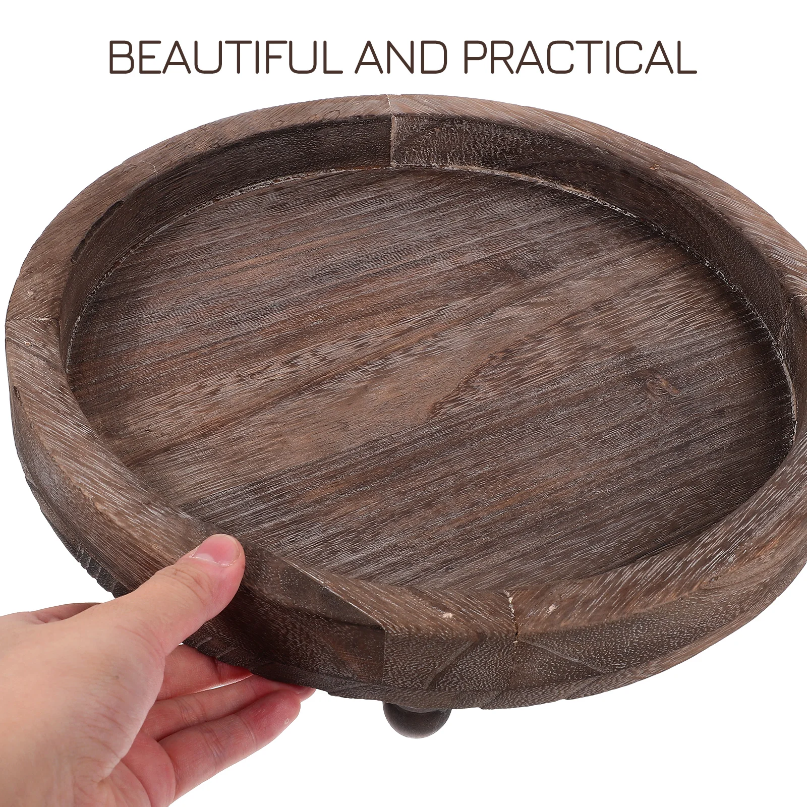 

Wooden C Tray Round Decorative Holder 30x6cm Retro Tealight C Holder Decor Tray C Tealight St Desk