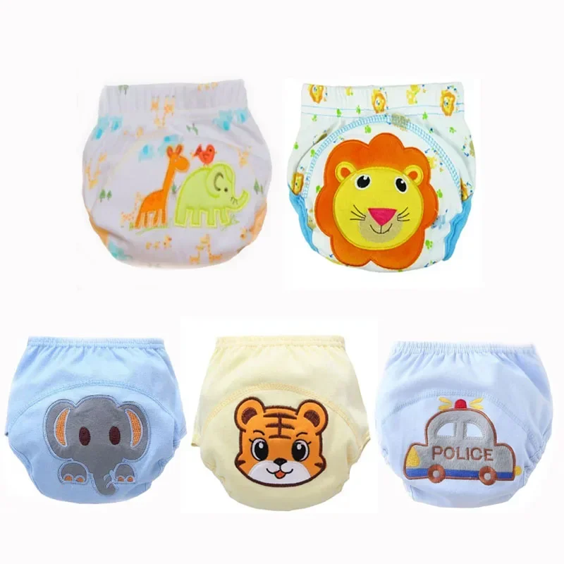 5pcs Boys Cotton Cloth Diaper Nappies Pants Reusable Washable Baby Pocket Waterproof Breathable Size 90 for 10-14kg