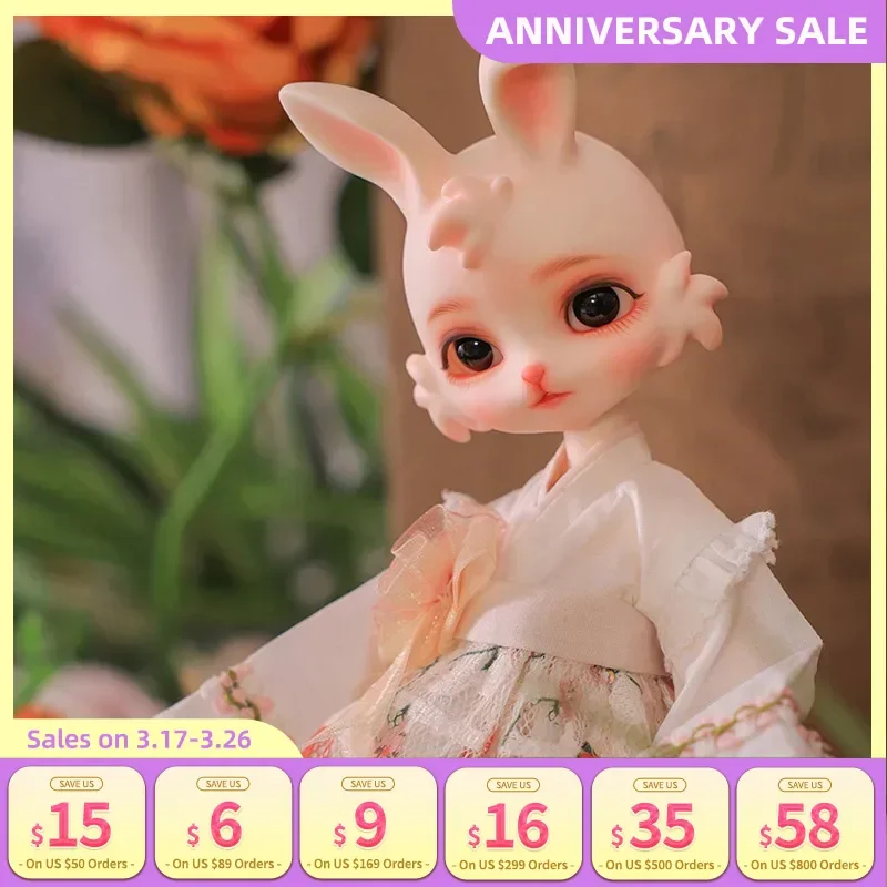 Tsuk Doll BJD 1/6 FenJian Body Cute bunny wears A short A-skirt with wide sleeves High Quality Doll Surprise Gift for Girls