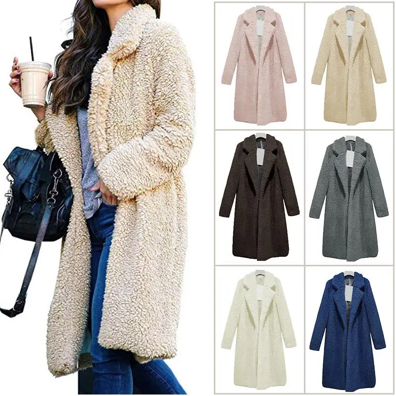 

Autumn Winter Jacket Female Coat 2023 Solid Color Fleece Coats Casual Outerwear Warm Soft Cardigan Fur Jackets Female Clothes