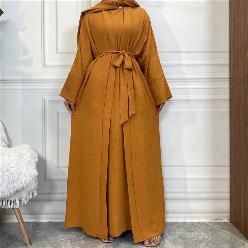 2-teiliges passendes muslimisches Set, Hijab-Kleid, schlichtes Eid-Abayas für Frauen, Dubai, offene Abaya, Türkei-Innenkleider, afrikanische islamische Kleidung