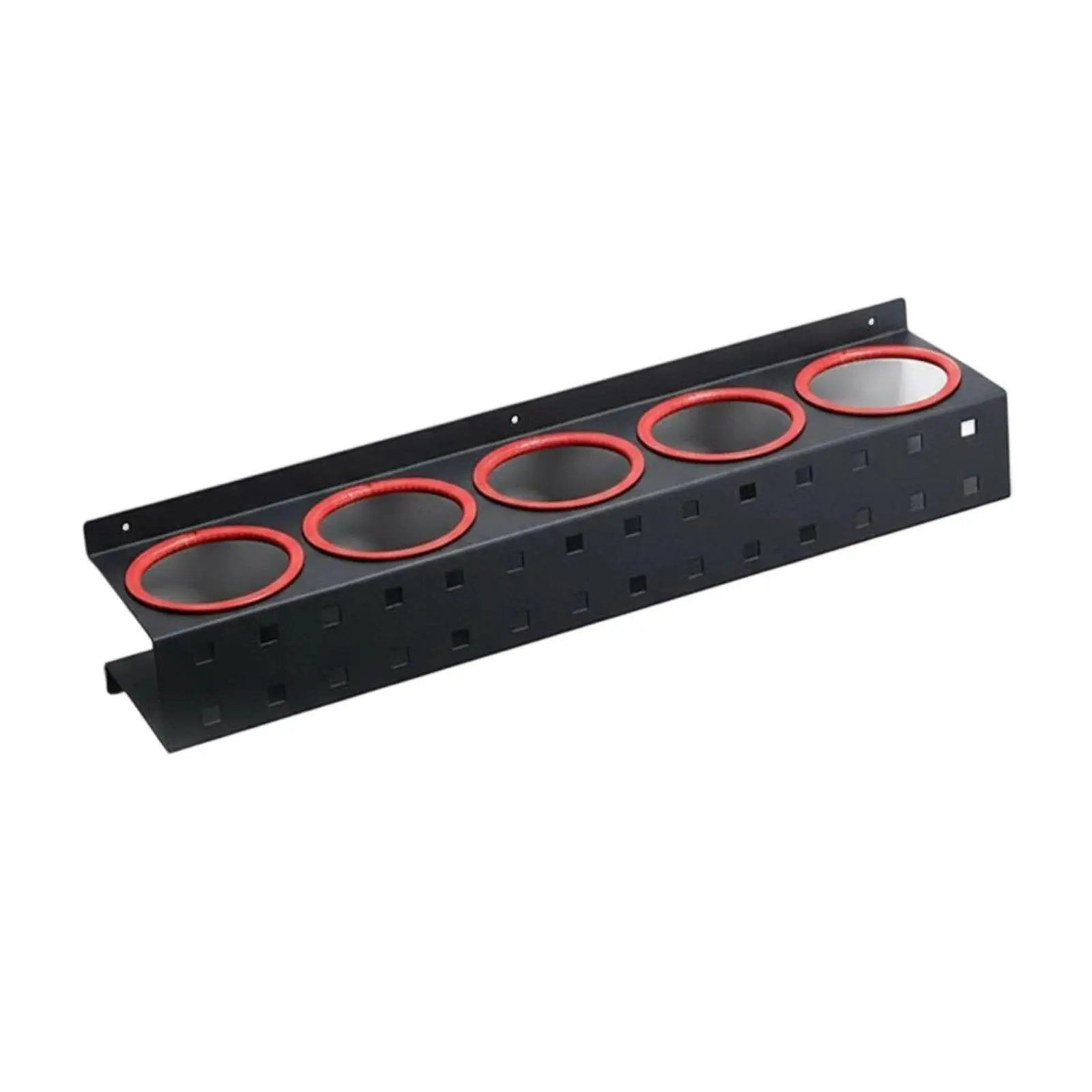 Multi Slot Spray Bottle Holder for Garage Shelf Organizer with Square Hooks and Cushioning Rings for Auto Detailing Tools