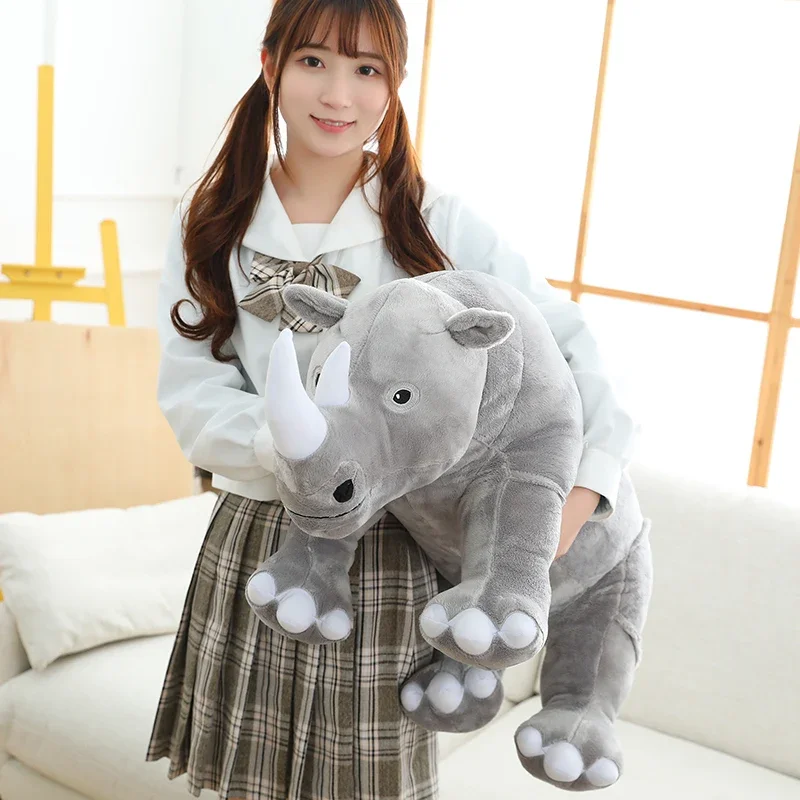 40cm Giant Plush Rhinoceros Toys Lifelike Stuffed Animal Pillow Zoo Dolls Baby Cushion Kids Appease Toy Girl Birthday Gift