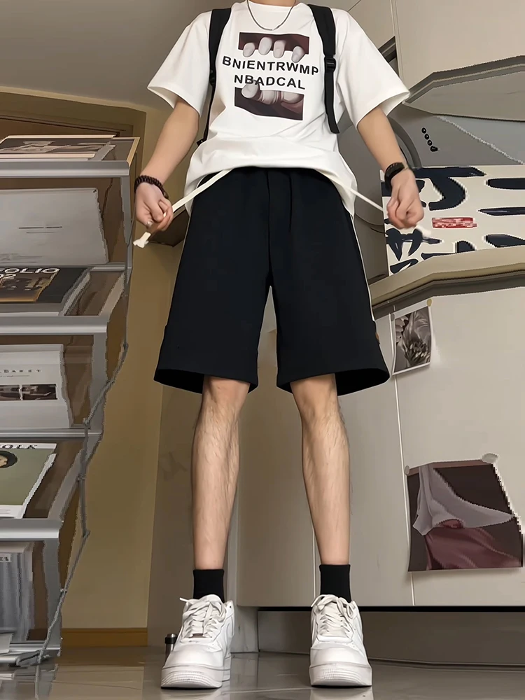 

American Dstring 4-Part Sports orts Men's High Waist Summer Trendy Over-Knee Casual Five-Part Pants Youthful Leisure