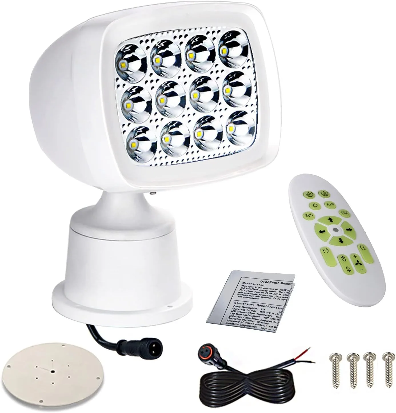 60 W LED Remote Control Search Lights Marine Supplies Boat Spot Light 12-24 V Marine Spotlights