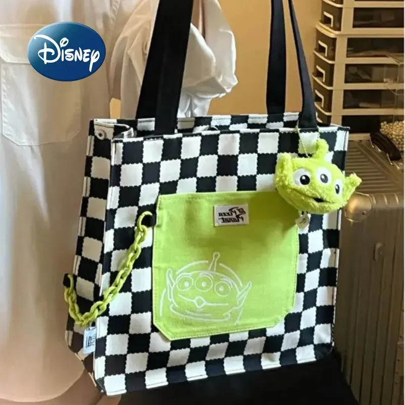 Disney Three Eyes Original New Women\'s Handbag Toy Story Series Women\'s Bag Luxury Brand Checkerboard Chain Shopping Bag