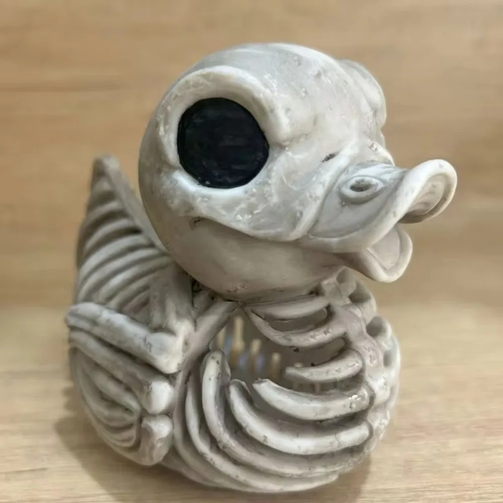 Unique Resin Halloween Duck Skeleton Model Grotesque Realistic Skull-And-Duck Statue Horror Miniature Duck Skeleton