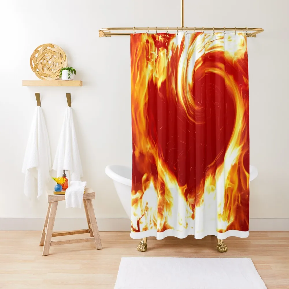 

heart shaped flame Shower Curtain Set For Bathroom For Bathrooms Shower Bath Waterproof Shower Curtain