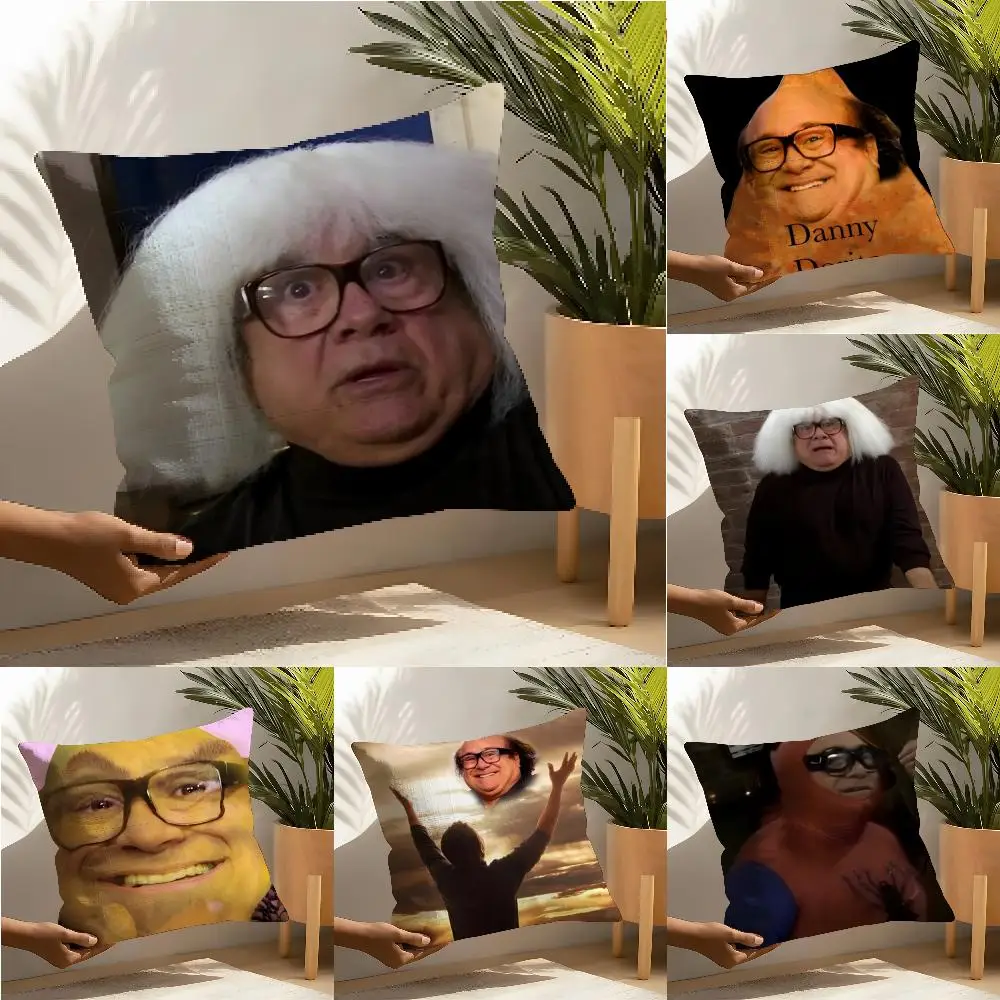 Capa de almofada de linho com estampa de meme engraçado D-Danny D-DeVito, capa de almofada para sofá, decoração de casa, capa de almofada.