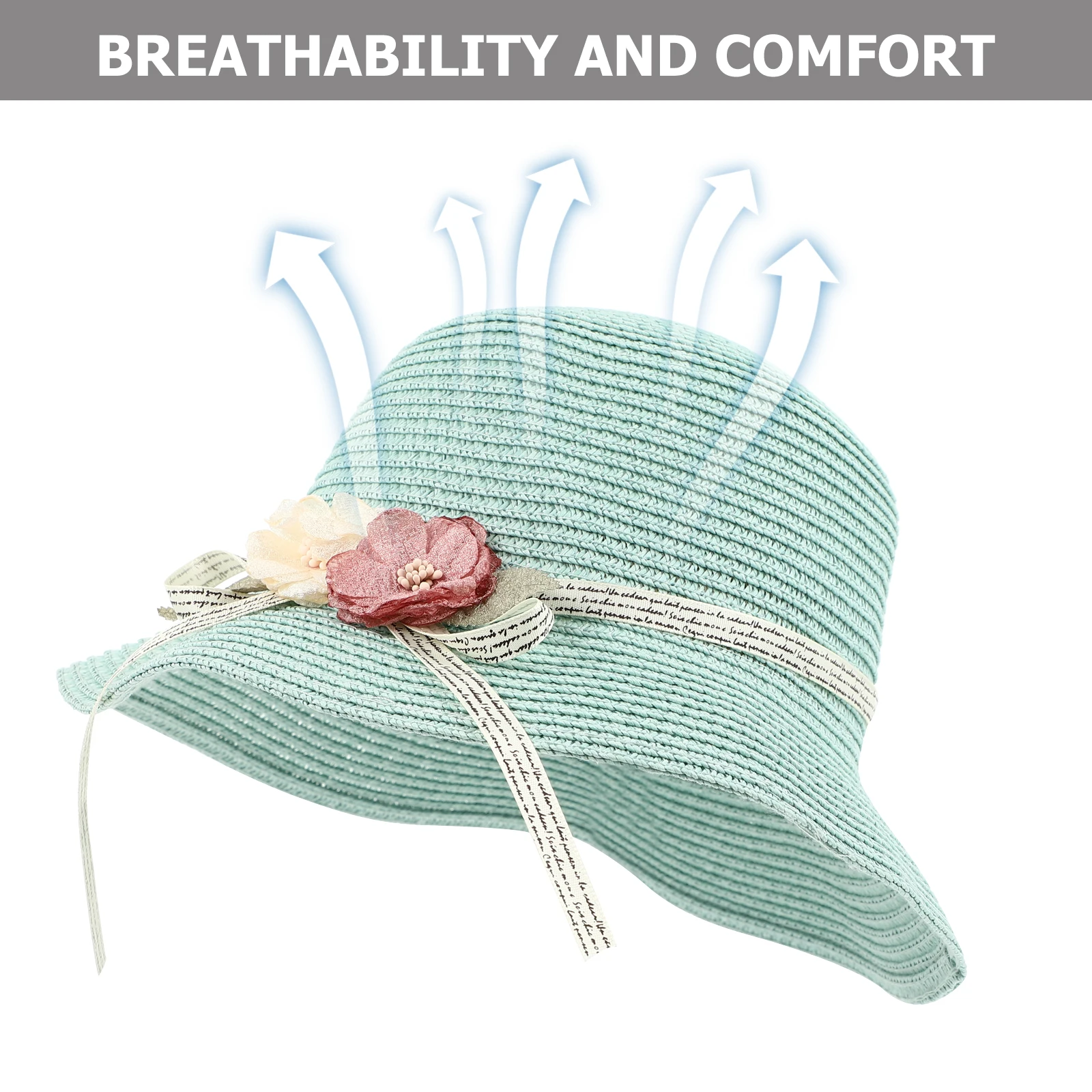 

Kids Straw Hat Sun Cap UV Protection Beach Tote Bag Baby Girl Summer Cool Hat Set Straw Storage Breathable