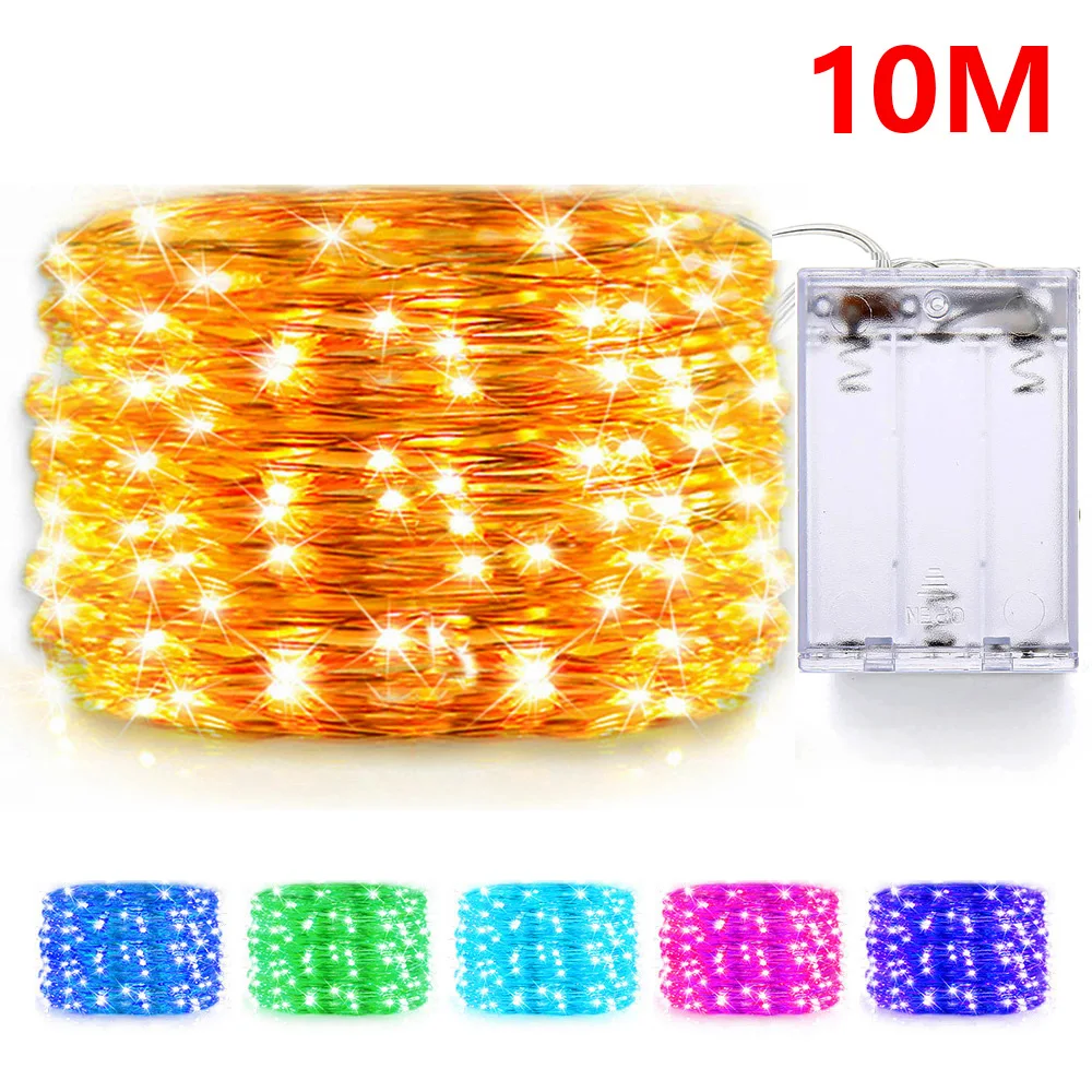 

10Meter 2M 3M 5M Copper Wire LED String lights Holiday lighting Fairy Garland For Christmas Tree Wedding Party Decoration