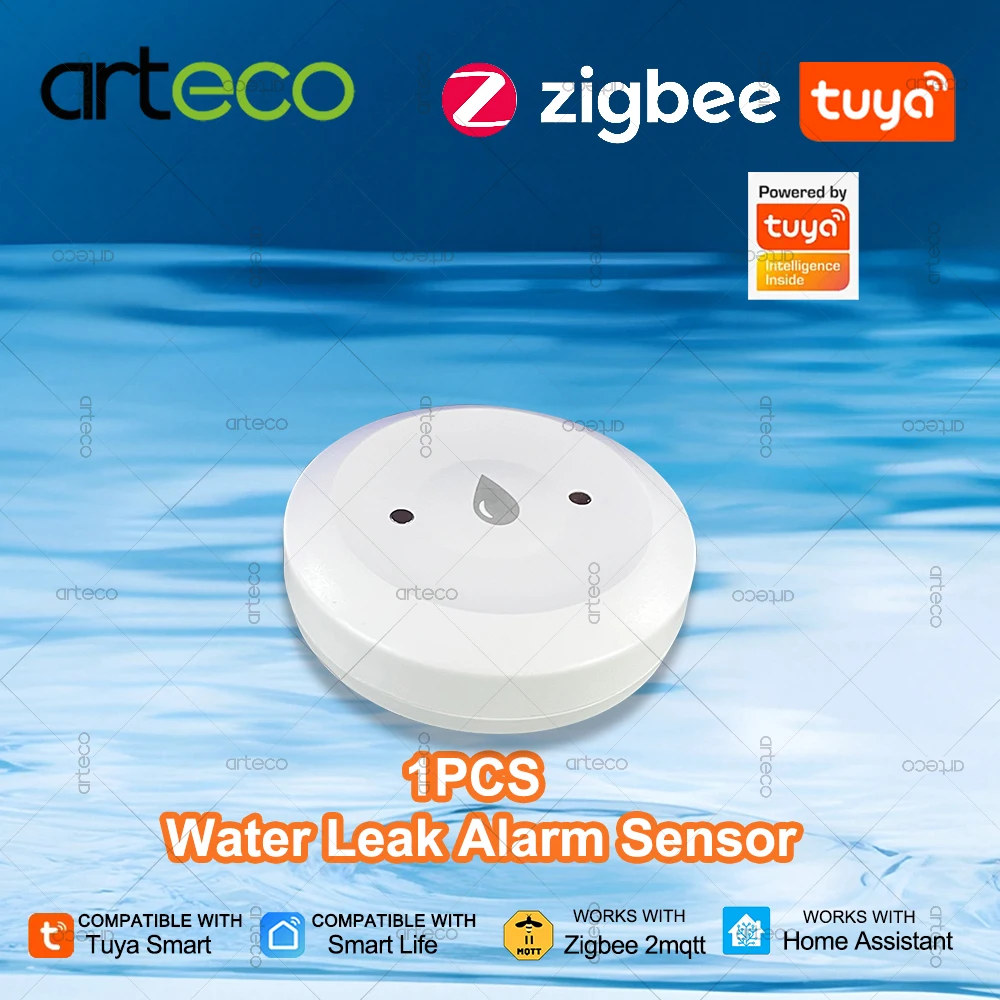 Tuya Zigbee Smart Water Leak Sensor Flood Leak Detector Security Alarm APP Mornitoring,For Alexa Google Home Assistant Z2MQTT