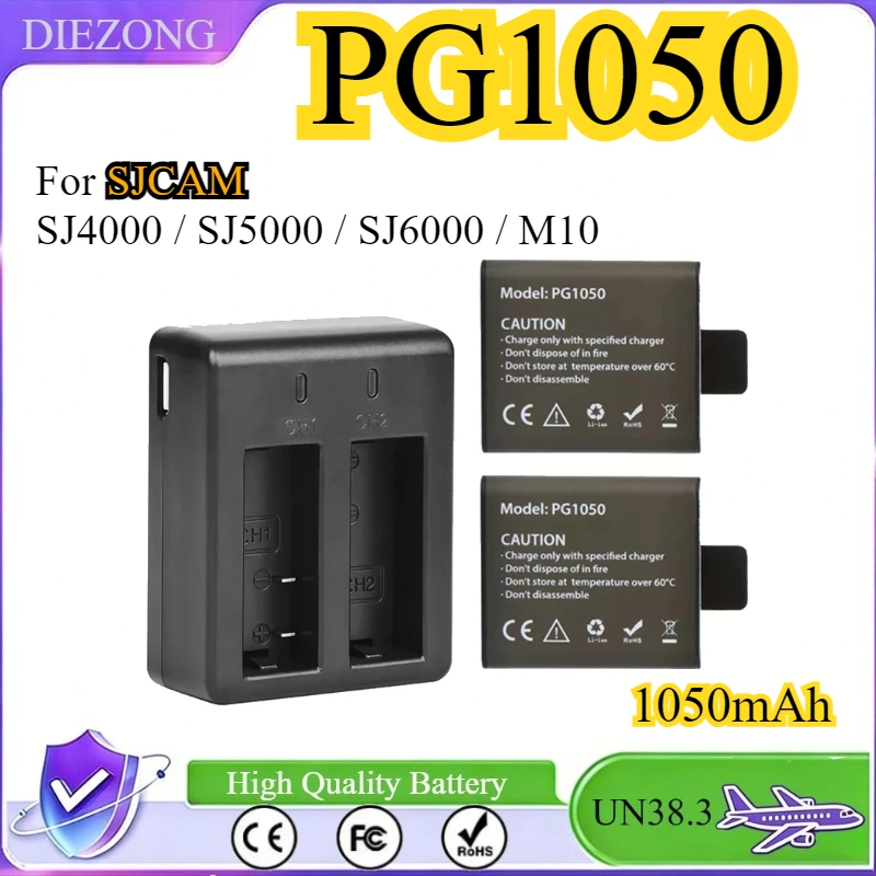 

1050mAh PG1050 Battery + Dual Charger for EKEN H9 H3R H9R H8R H8PRO H8 for SJCAM SJ4000 SJ6000 SJ5000 M10 Camera Batteria