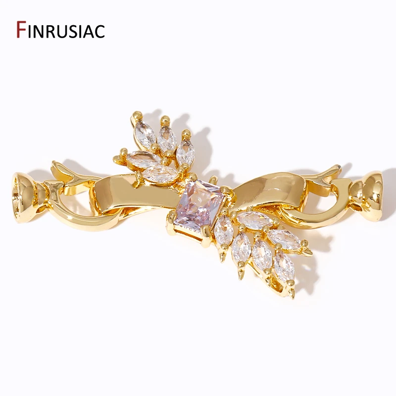 

18K Gold Plated Leaf Pearl Clasp Fastener For Jewelry Making,Brass Zircon Pearl Clasp Closure Lock For Jewelry Accessories
