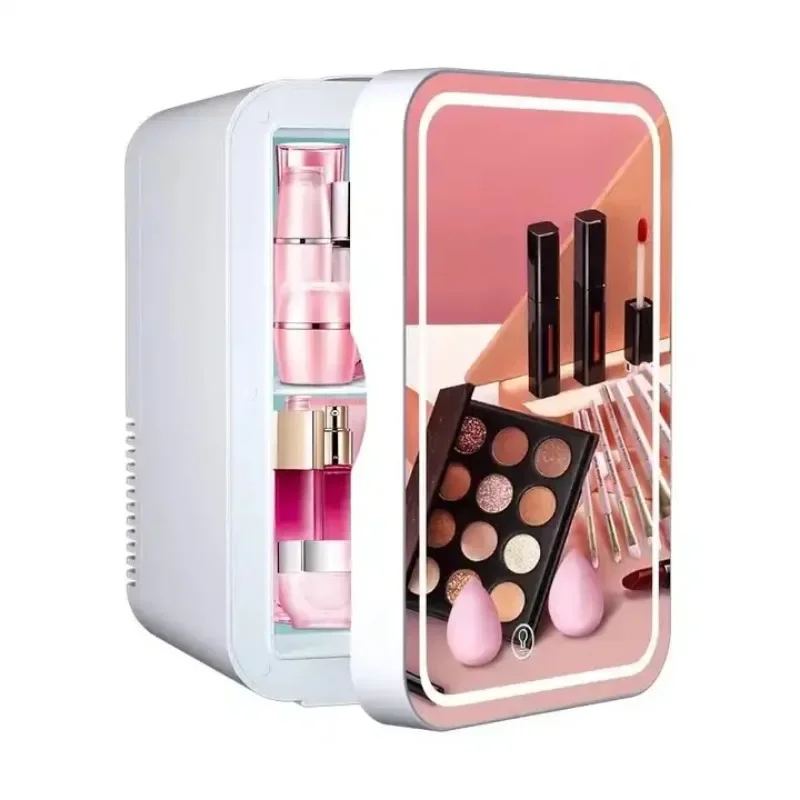 High Quality Small  Makeup Beauty Refrigerators Portable White Mini Cosmetics Skin Care Fridge With Mirror Led 8 Liter