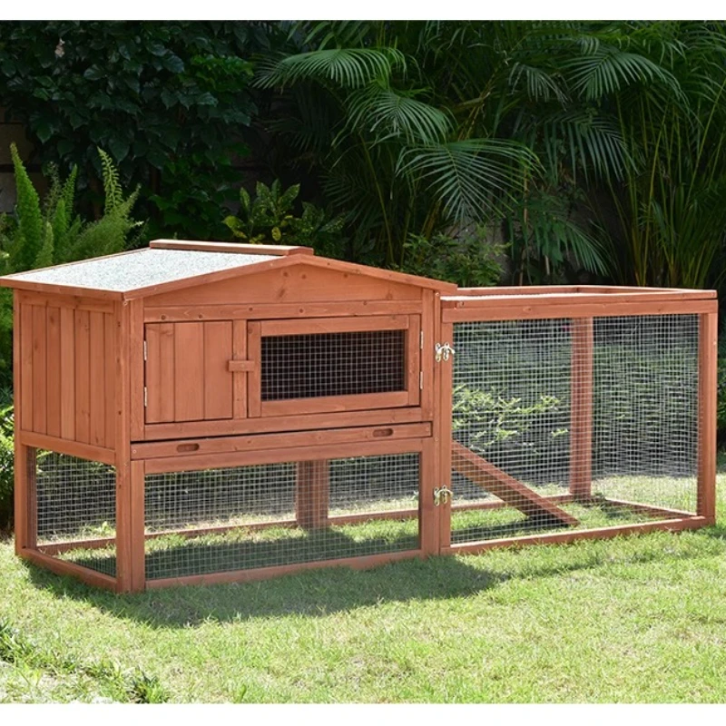 

Outdoor Wooden Rabbit Cage Chicken Coop Pet House Rain and Sun Corrosion Resistant Courtyard Balcony Garden Detachable