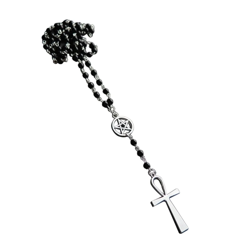 

Y2K Accessories Fashion Cross Five-pointed Star Pendant Necklace Egirl Sweet Cool Bead Clavicle Chain Aesthetic Jewelry