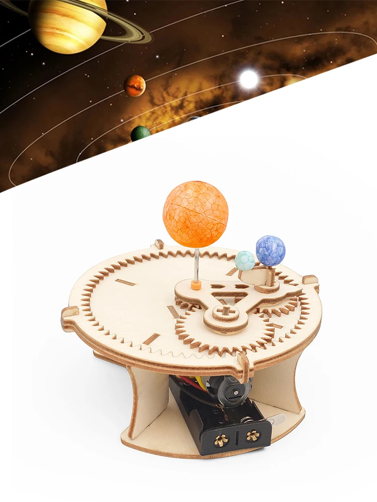 Układ Słoneczny Astronomia Słońce Ziemia Księżyc Model planety DIY Drewniane puzzle Zestaw mechaniczny Nauka Łodyga Zabawki edukacyjne dla dzieci — zdjęcie 2