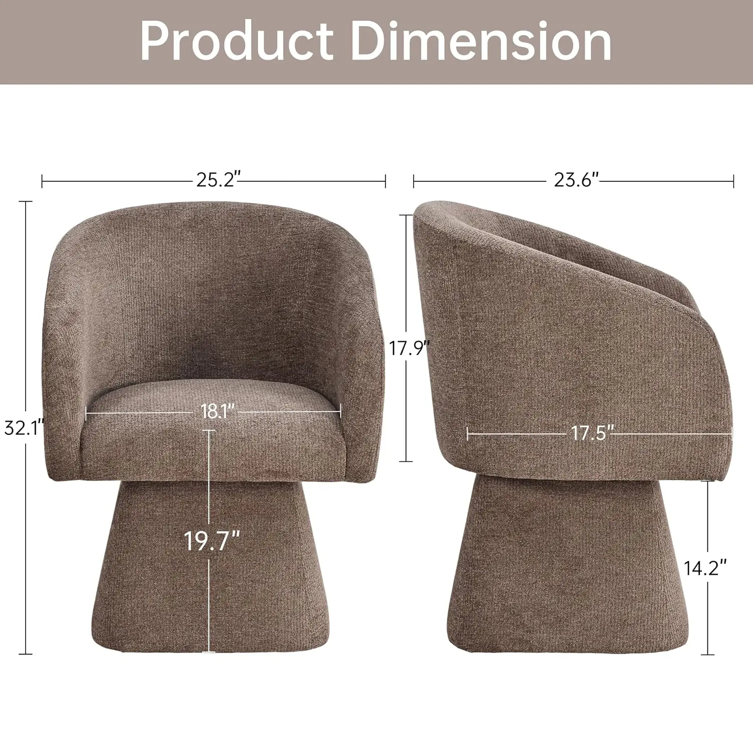 Upholstered Swivel Dining Chairs Set of 2 Barrel Back Armrest Kitchen Restaurant, Customized