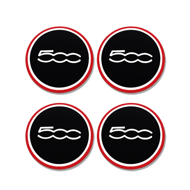 Aluminum 4PC 56mm 500 Logo Badge Car Wheel Center Hub Caps Emblem Stickers For Abarth Fiat 500X 500L 500E 500C Accessories