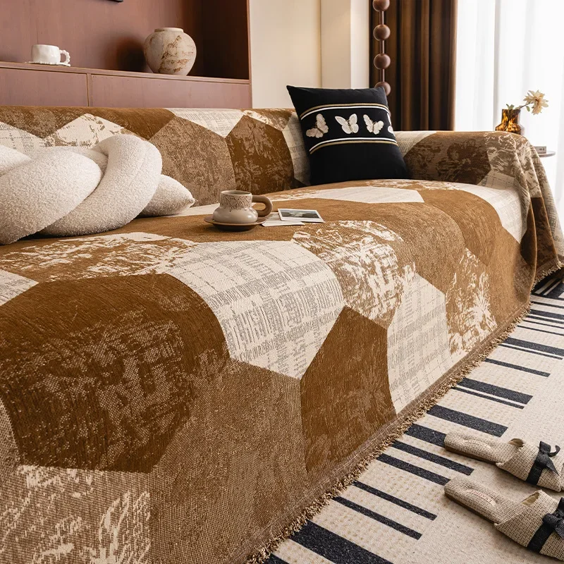 Home Shop Decor Sofa Towel Chenille Jacquard Sofa Cover Cloth Four Season Universal Full Coverage Dust-proof Couch Slipcover