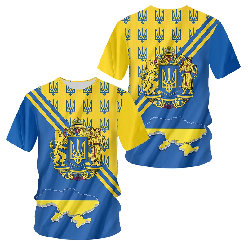 3D Print Ukrainian National Emblem T Shirt For Men Summer Vintage Casual O-neck Oversized Tees Tops Camisetas De Hombre