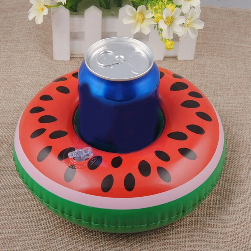 Inflatable Floating Drink Coaster Hawaiian Party Decoration Swimming Pool Cup Holder Floats Watermelon Mushroom Beverage Stand