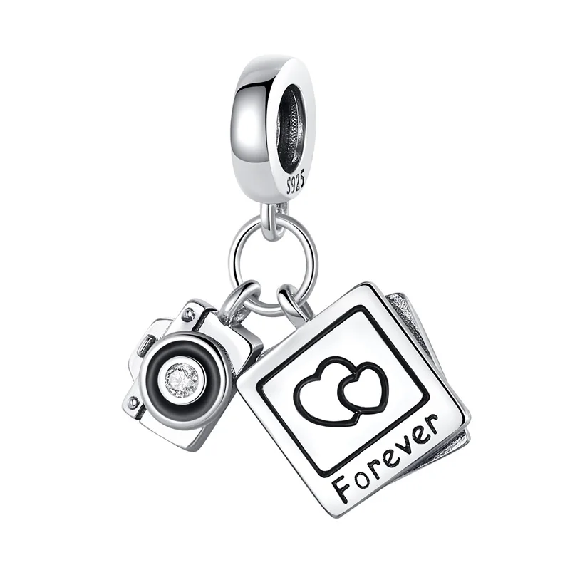 Hot Sales 925 Sterling Silver Travel Photo Camera Accessories Fit 3mm Original Bracelet DIY Women Fine Anniversary Jewelry Gifts