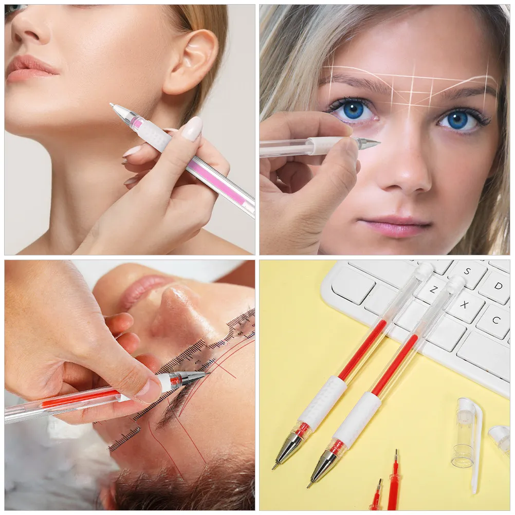 1Set Tattoo Eyebrow Marker Pen Professional Skin Marker Mapping Tool Fine Tip Liner Sweatproof for Tattooing Makeup