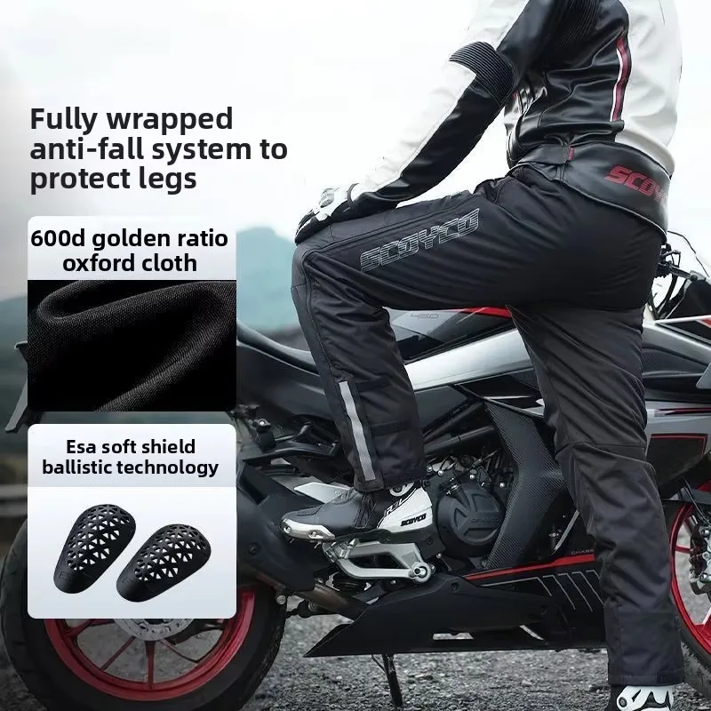 Scoyco 600D Oxford Motorcycle Riding Pants Electric Heated Quick Release Windproof Warm Winter Detachable Moto Trousers