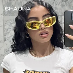 SHAUNA Retro Y2K Style Women Cat Eye Sunglasses Fashion Colorful Mirror Goggles Men Punk Sports Sun Glasses