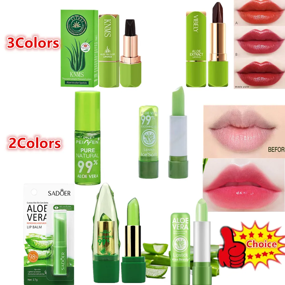 Aloë Vera kleurveranderende lippenstift Langdurige, hydraterende, temperatuurgeactiveerde lippenbalsem, lichtbestendige voedende lipverzorging