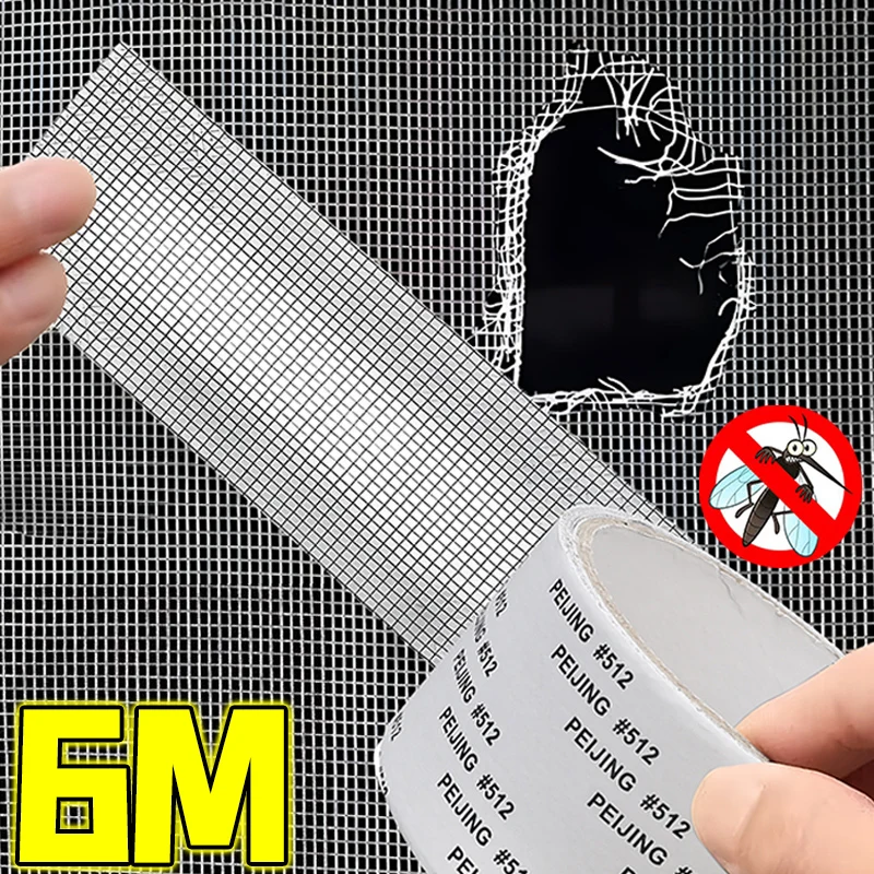 2/6M Window Screen Repair Tape Easy-to-Apply Waterproof Anti-bug Fly Mesh Perforation Tape Self-Adhesive Anti-Insect Mesh Patch