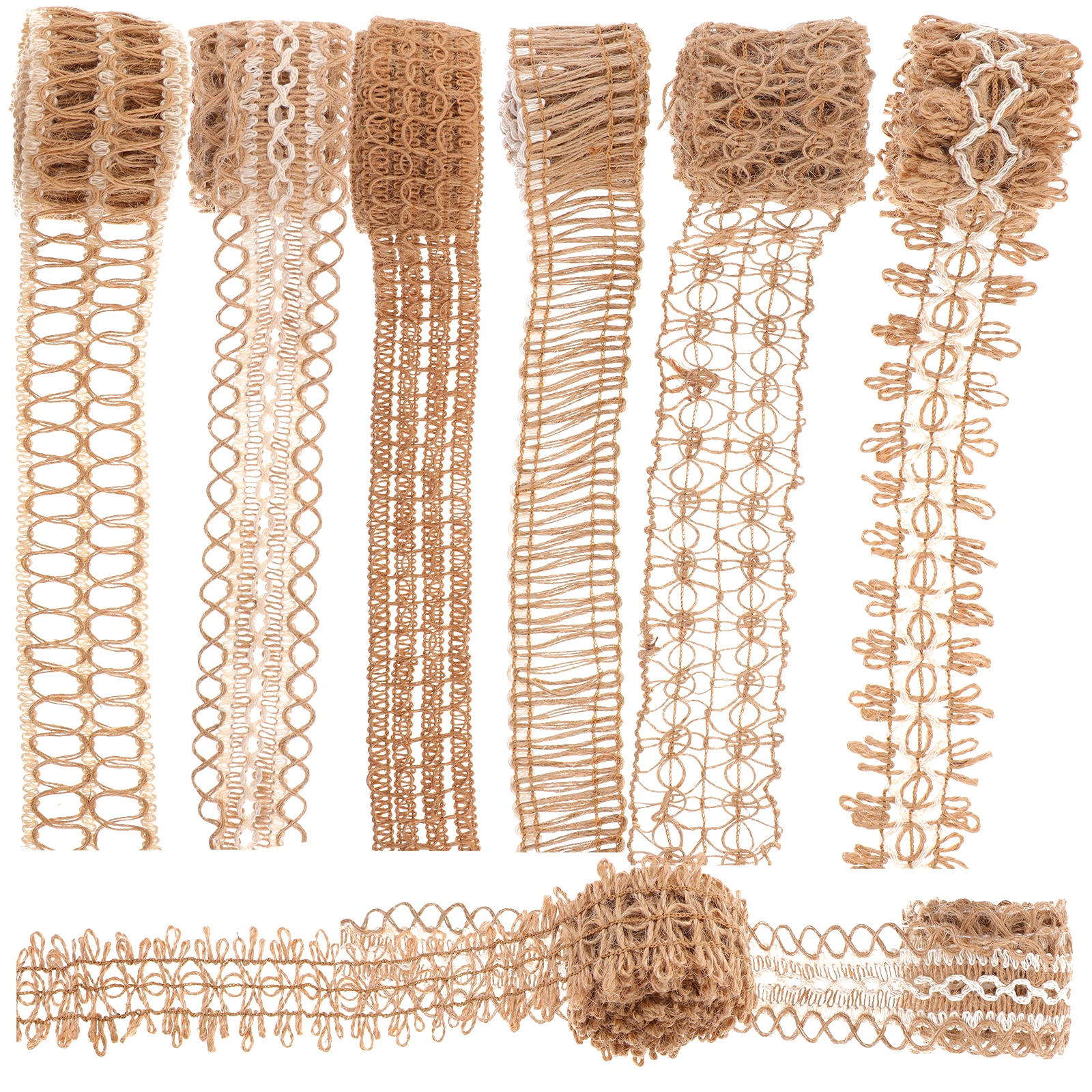 

8 Rolls 2m Burlap Ribbon Decorative Wrapping Jute H crafted Gift Accessories Multi Function Reusable Christmas