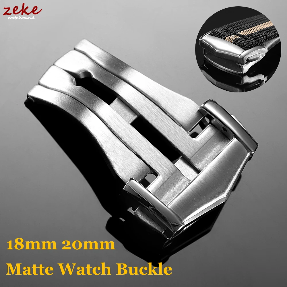 Brushed Stainless Steel Watch Buckles Double Press Folding Buckle 18mm 20mm Matte Deployment Clasps Butterfly Button Accessories
