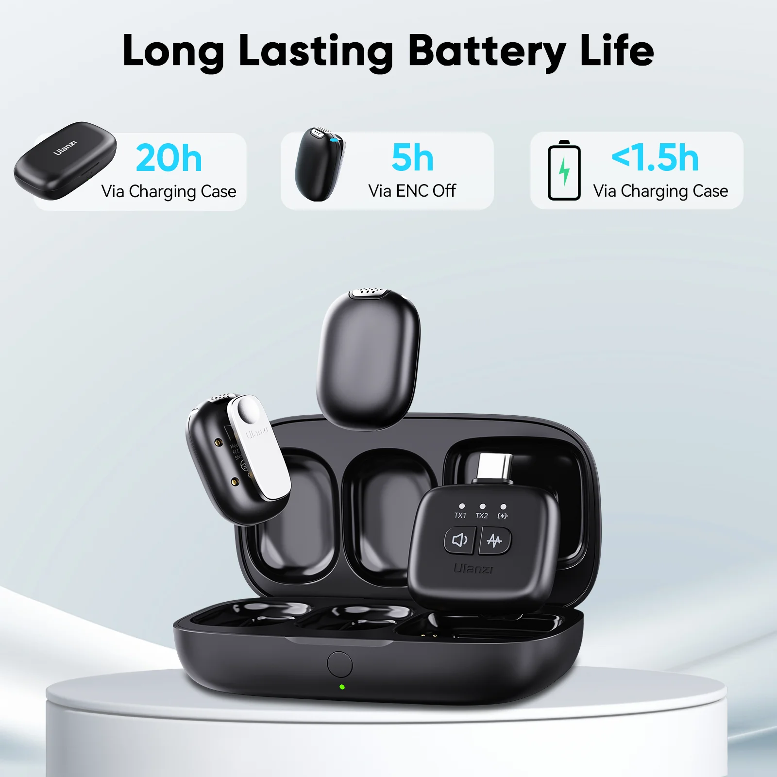 Ulanzi MA30 Microfone de lapela sem fio Mini microfone para iPhone 16 15 Câmeras de telefone Android Insta360 x2 x4 DJI Pokect 3 Action 2 3