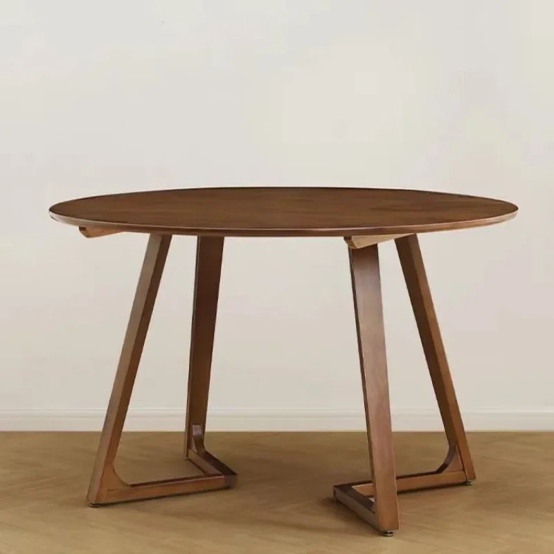 Table ronde nordique de luxe légère en bois massif, table à manger simple et moderne pour petit appartement