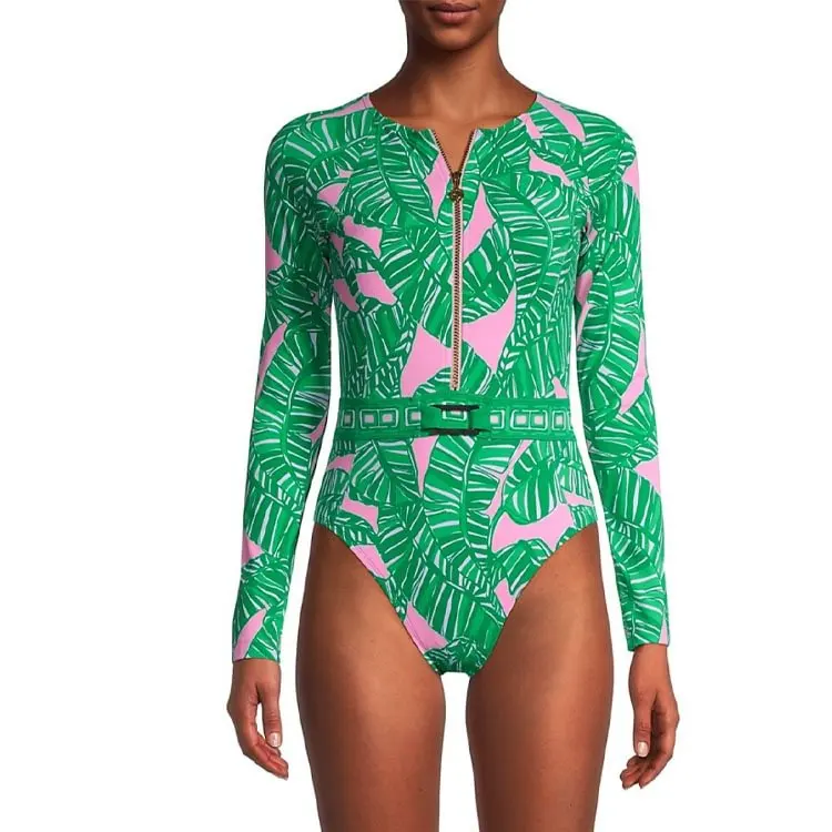 2024 costumi da bagno donna manica lunga Zip davanti giungla stampato un pezzo Beachwear bikini due pezzi costume da bagno costume da bagno e gonna