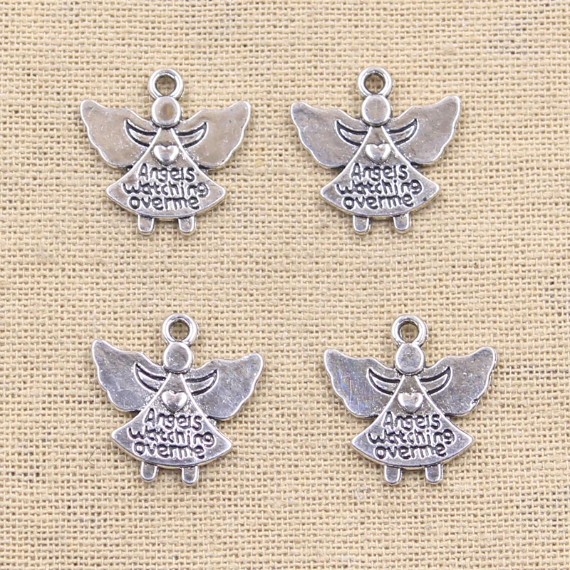 10pcs Charms Guardian Angel Watching Over Me 20x19mm Antique Pendants,Vintage Tibetan Bronze Silver Color,DIY Handmade Jewelry