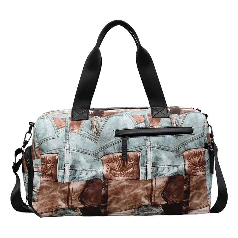 

New Women's Portable Travel Bag Large Capacity Printed Fitness Sports Crossbody Bag with Independent Shoe Compartment Handbag