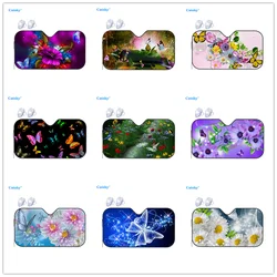 Flowers and Butterflies Car Windshield Cover Sun ShadeUniversal Folding Block UV Rays Sun Visor Protector for Auto Sedan Truck